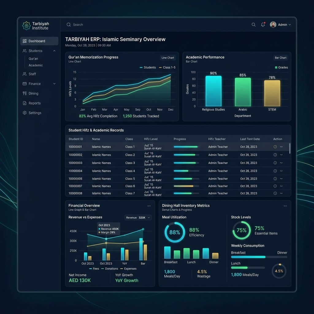 ERP1 Live Seminary and School Dashboard Interface